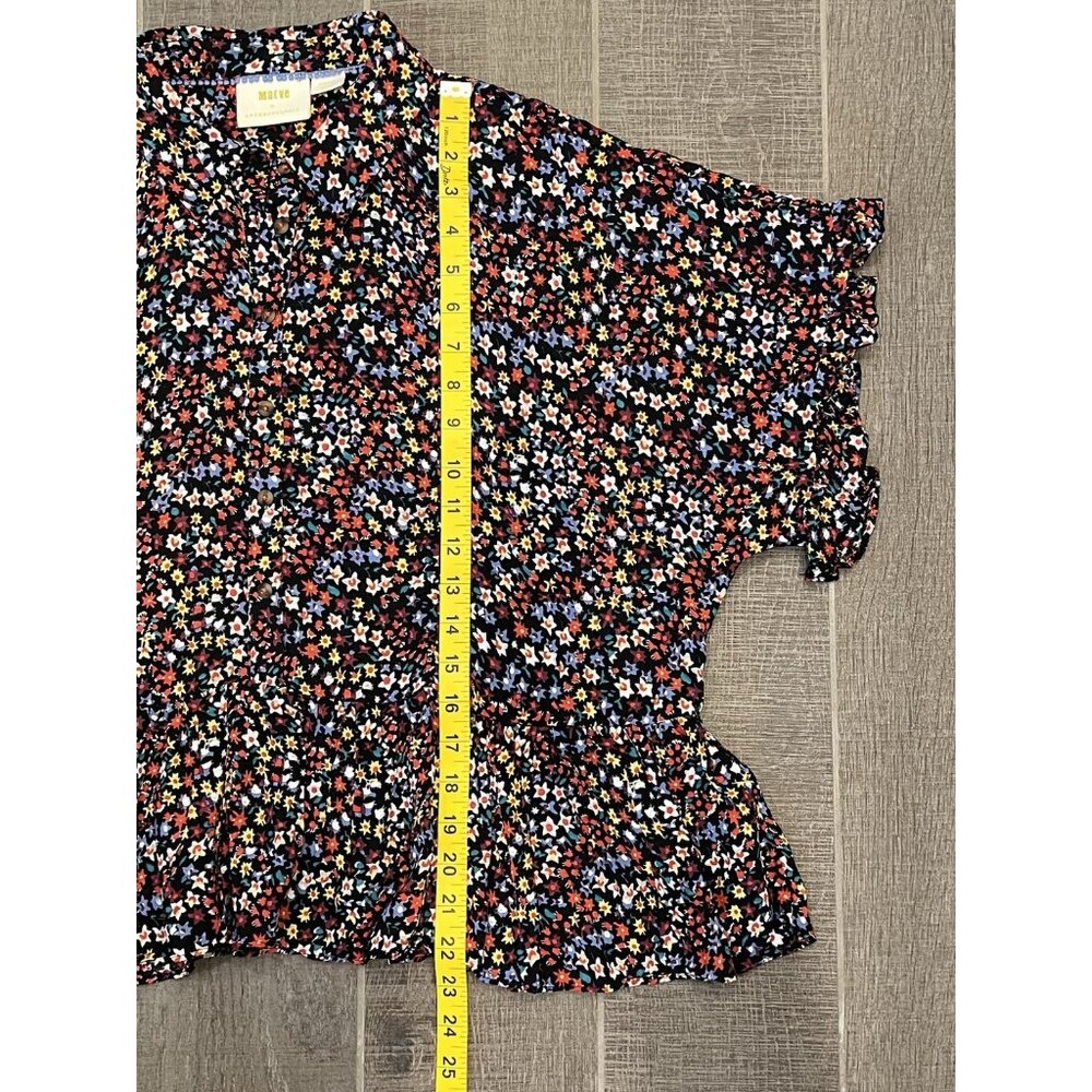Maeve Anthropologie Mallory Ruffled Blouse Top Small Size Oversized Buttons - Picture 10 of 15